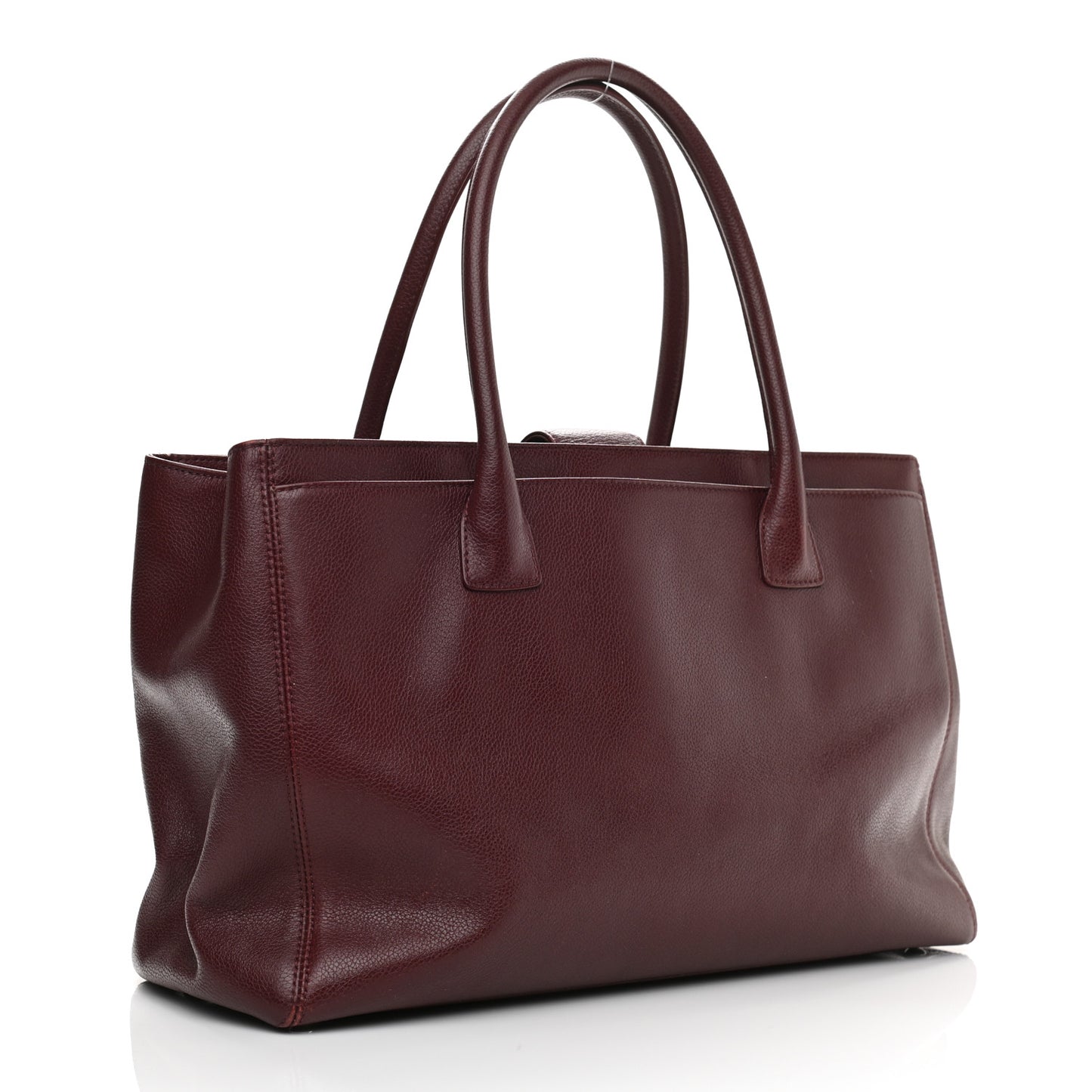 Calfskin Cerf Executive Shopper Tote Burgundy