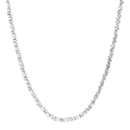Suzanne Kalan 18K White Gold Diamond Mini Fireworks Baguette Tennis Necklace 1 of 4