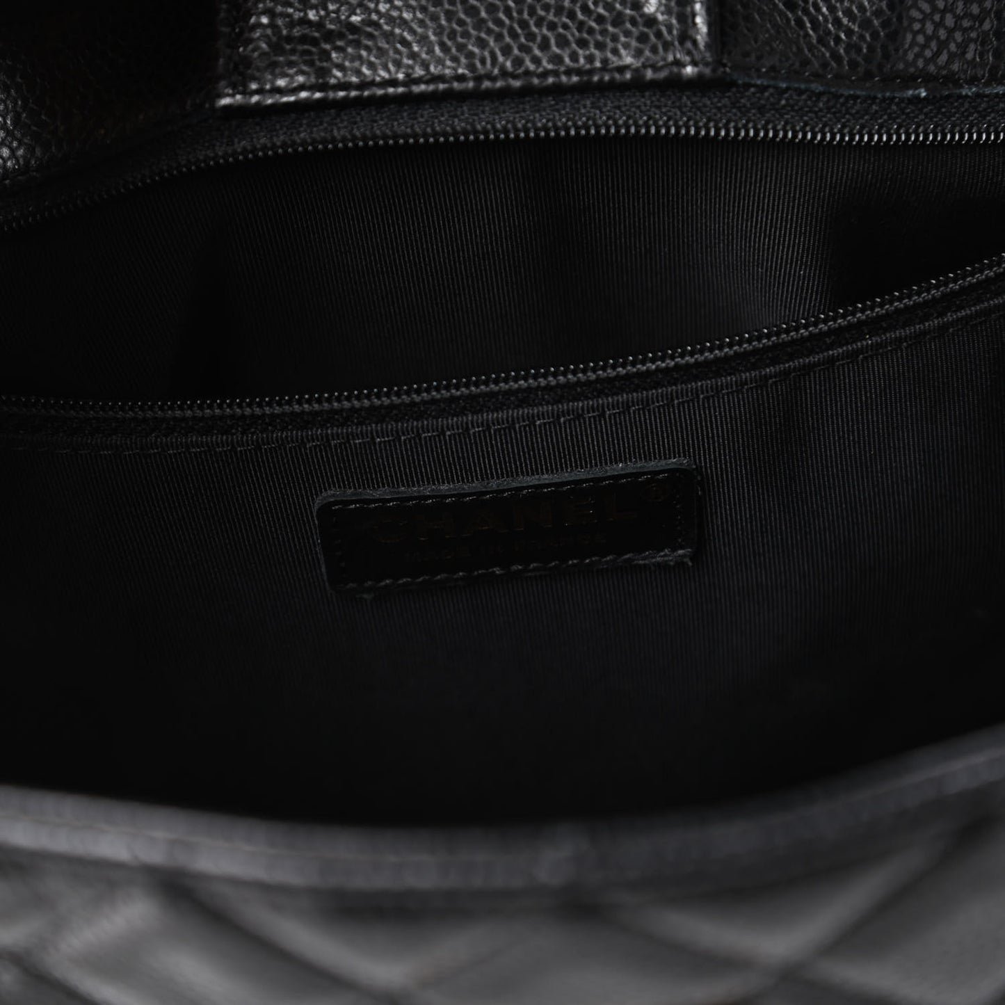 Caviar Quilted Large Shopping Tote Black