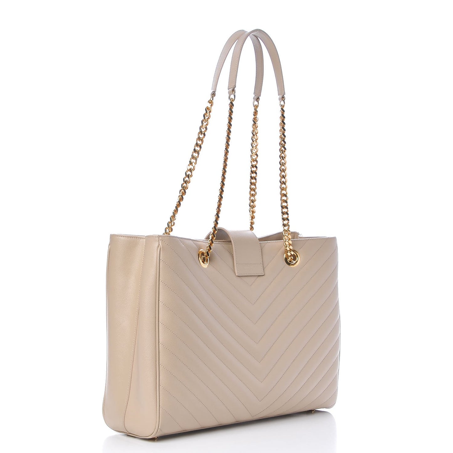 Grain De Poudre Matelasse Chevron Monogram Shopping Bag Nude Powder