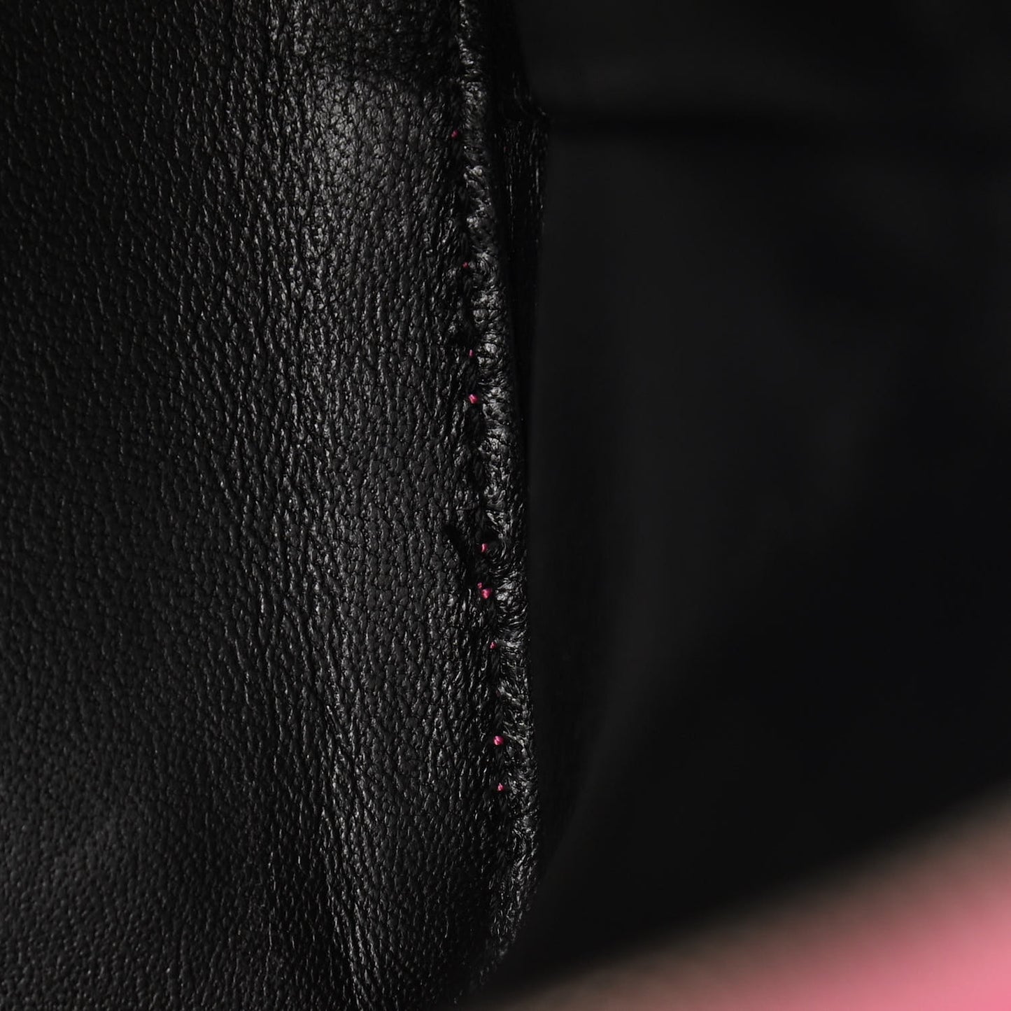 Signature Grained Calfskin Logo M Ville Top Handle Bag Rose Bubblegum Black