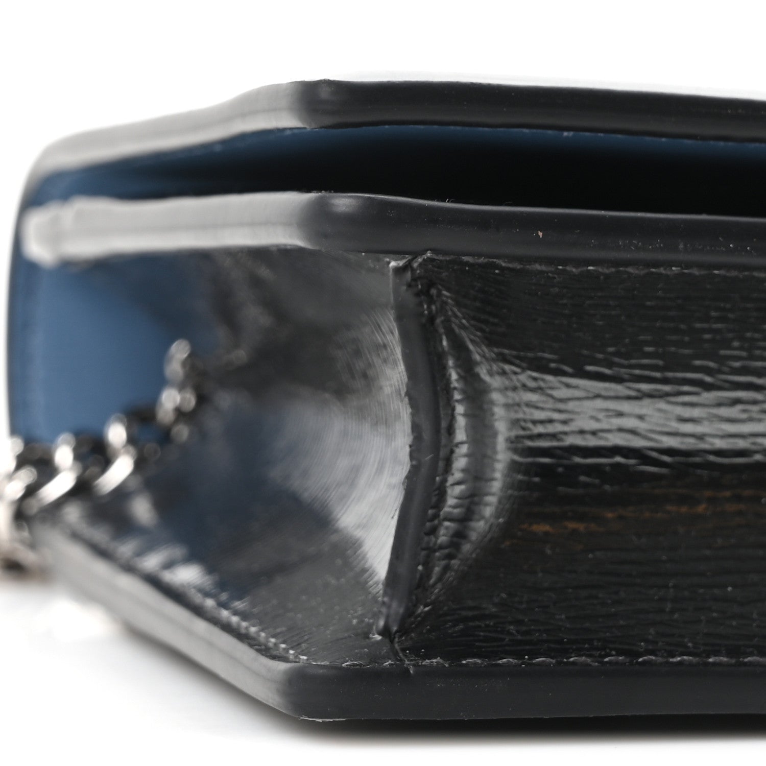 Gucci Textured Patent Bi-color GG Marmont Wallet on Chain  Silver Blue 8 of 9
