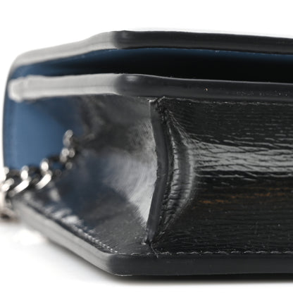 Gucci Textured Patent Bi-color GG Marmont Wallet on Chain  Silver Blue 8 of 9