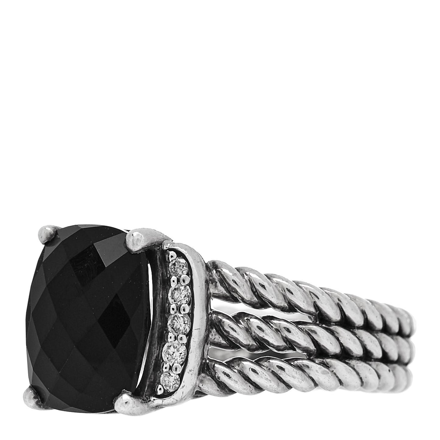 Sterling Silver Diamond Black Onyx 10mm Petite Wheaton Ring 51 5.75