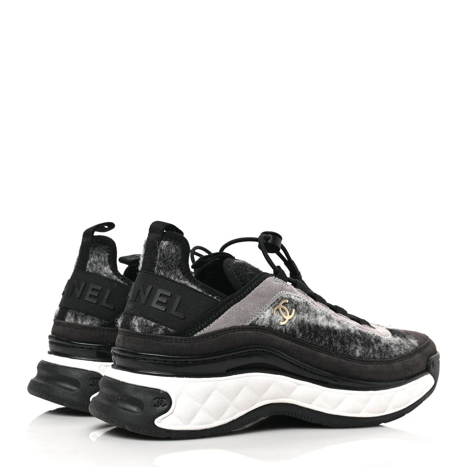 Chanel Fabric Suede Calfskin CC Sneakers 38 Grey 4 of 9