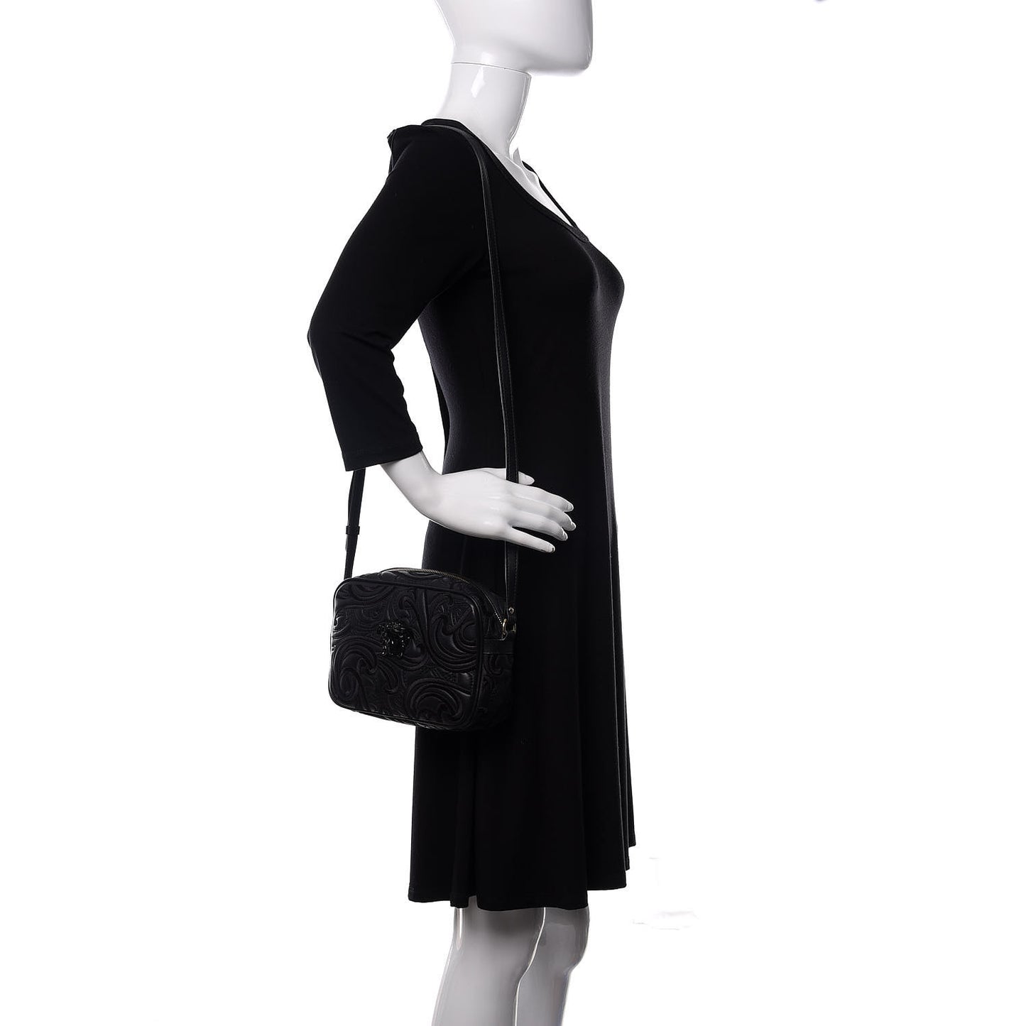 Nappa Embroidered Baroque Palazzo Camera Bag Black