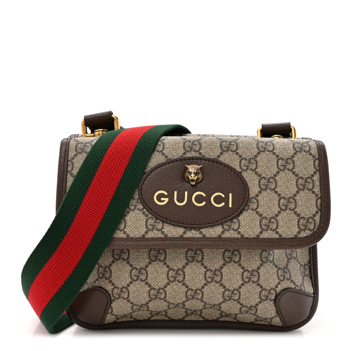 GG Supreme Monogram Web Small Neo Vintage Double Flap Messenger Bag Beige New Acero