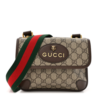 Gucci GG Supreme Monogram Web Small Neo Vintage Double Flap Messenger Bag Beige New Acero 1 of 11