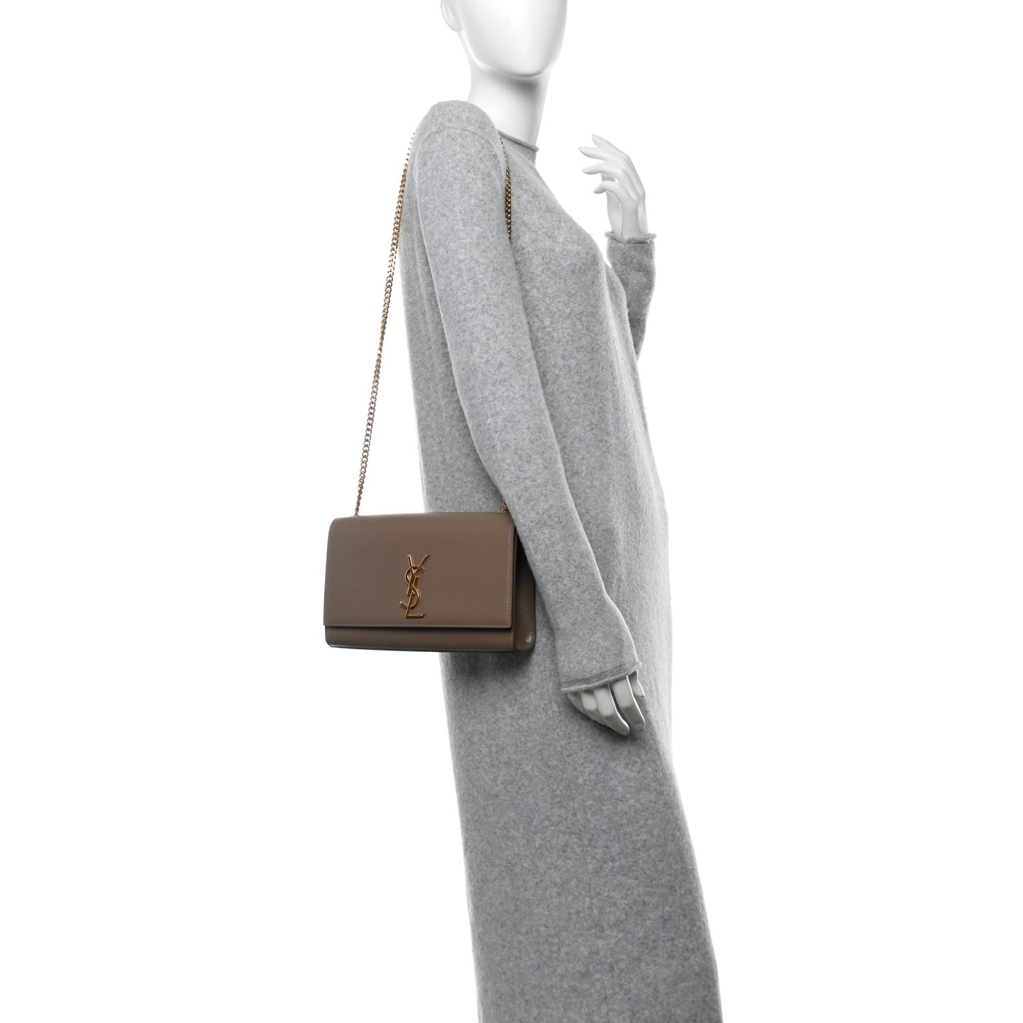 Grain De Poudre Medium Monogram Kate Satchel Dark Beige