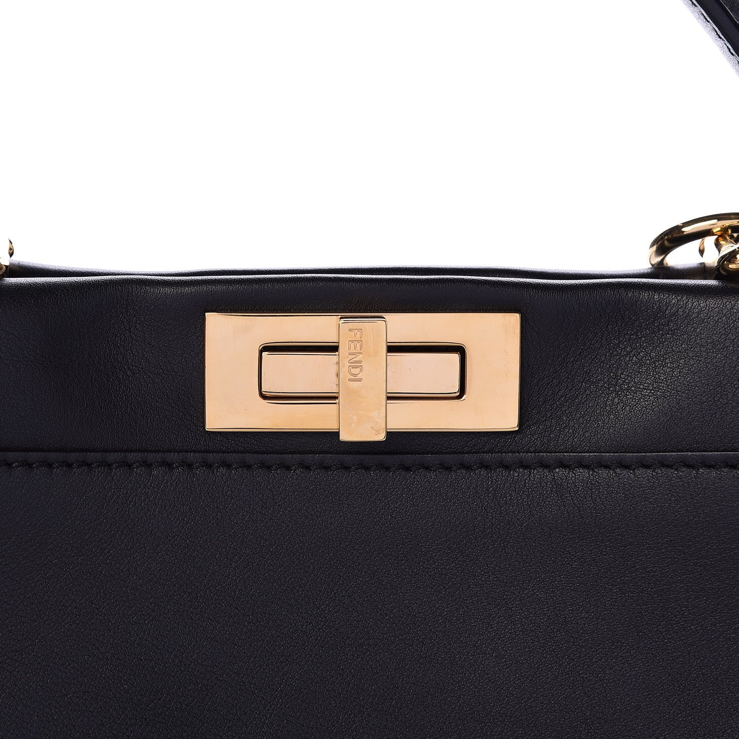 Fendi Vitello Seta Lace Up Medium Peekaboo Iconic Satchel Black 11 of 11