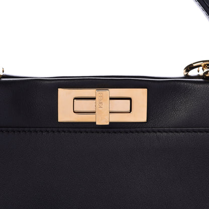 Fendi Vitello Seta Lace Up Medium Peekaboo Iconic Satchel Black 11 of 11