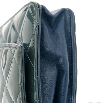 Chanel Patent Quilted Brilliant Wallet On Chain WOC Blue 13 of 13