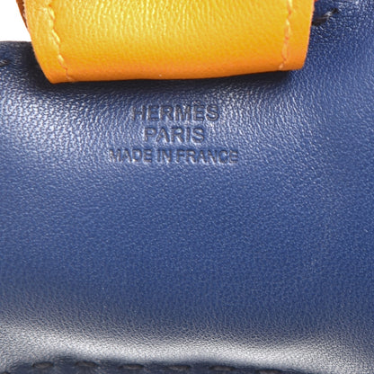 Hermes Milo Lambskin Grigri Rodeo Horse Bag Charm MM Bleu de Malte Cornaline Jaune D'Or 3 of 4
