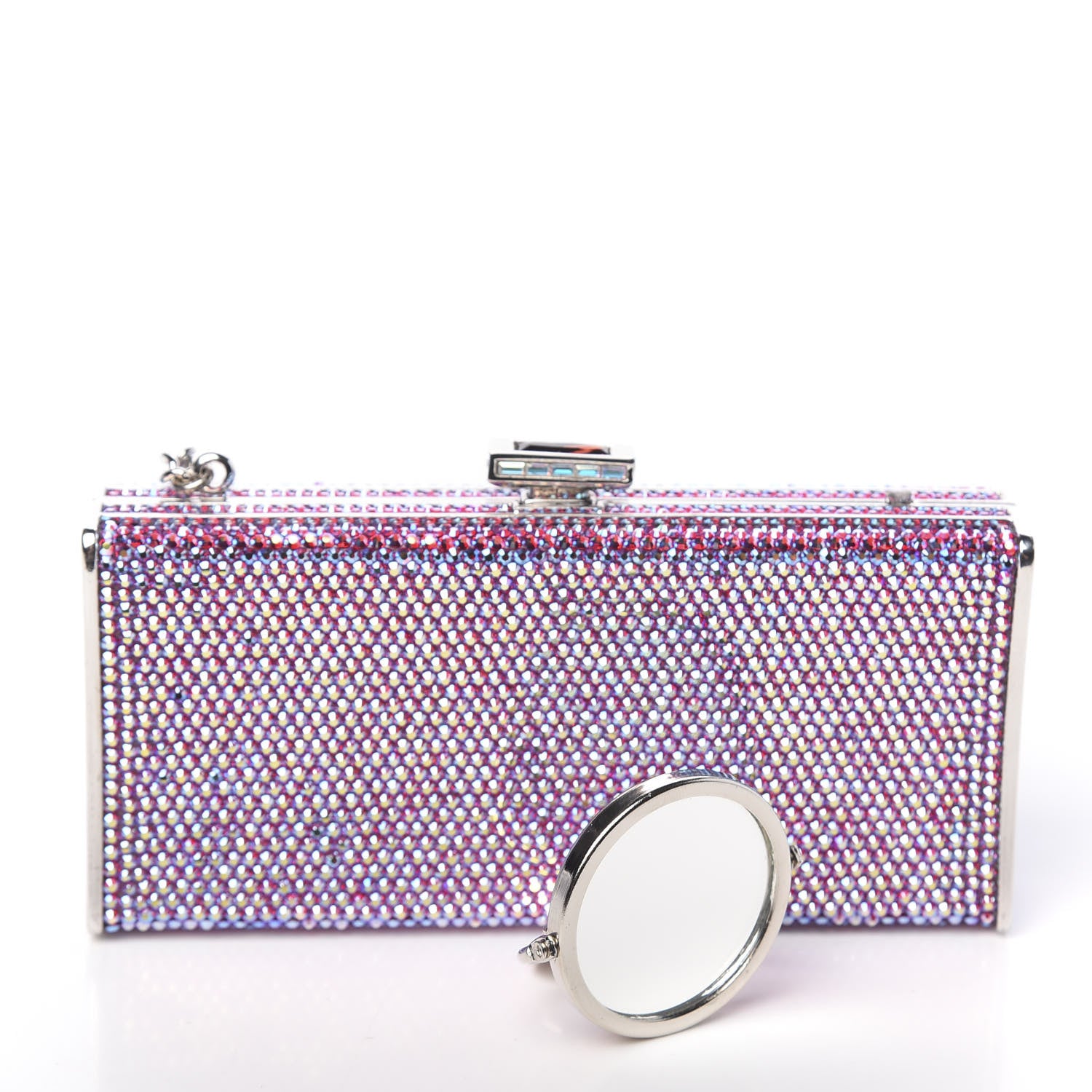 Judith Leiber Swarovski Crystal Minaudiere Clutch Pink 12 of 13