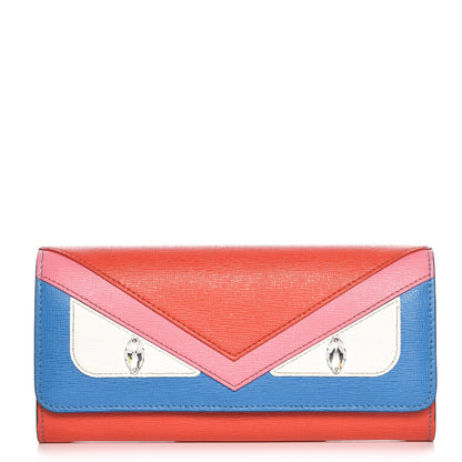 Fendi Vitello Elite Crystal Eye Monster Continental Wallet Royal Blue Papavero Multicolor 1 of 10