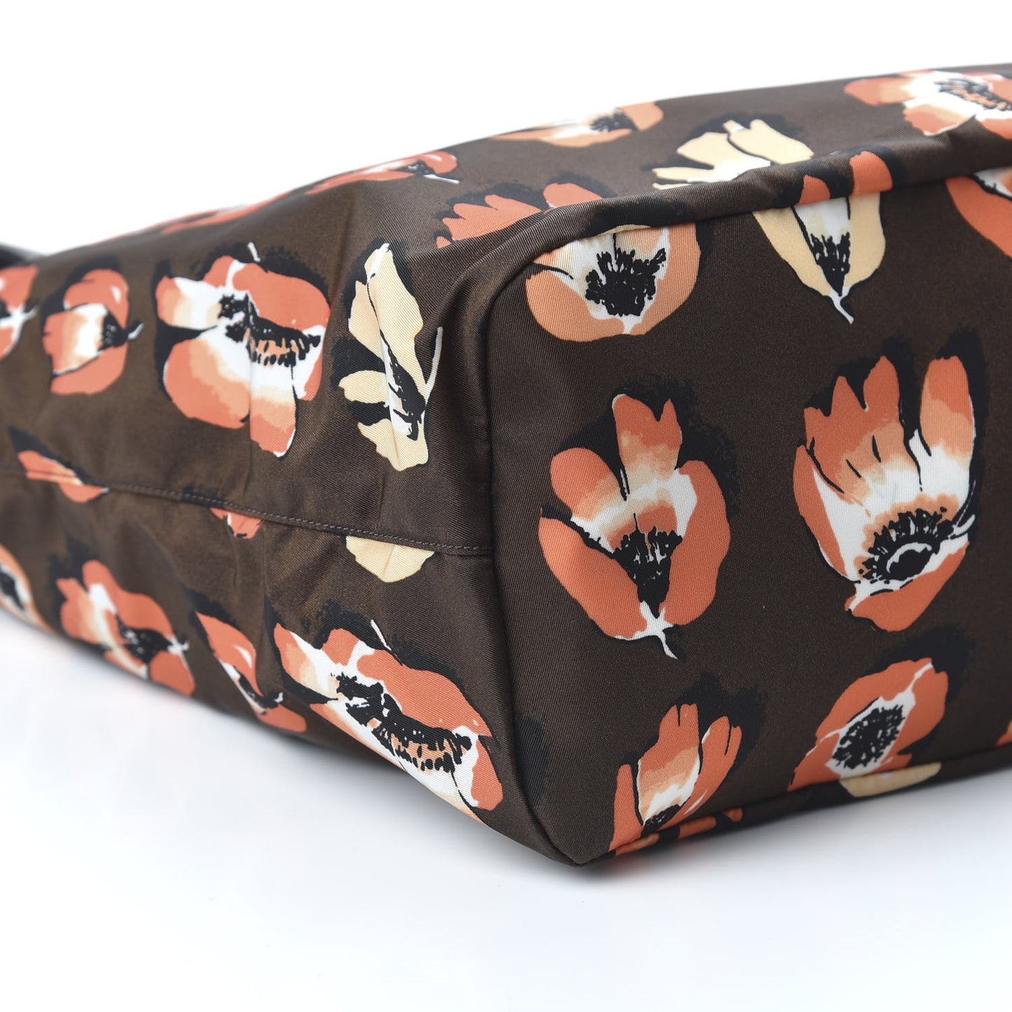 Nylon Tessuto Stampato Saffiano Floral Print Tote Cacao