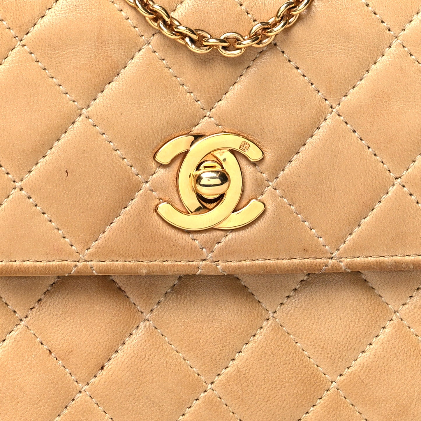 Lambskin Quilted Mini Flap Beige
