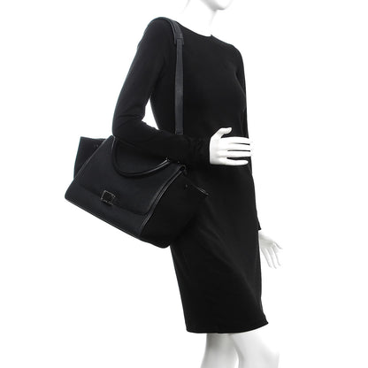 Celine Drummed Calfskin Suede Medium Trapeze Black 2 of 10
