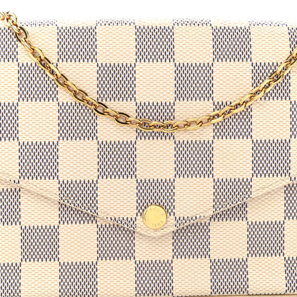 Louis Vuitton Damier Azur Pochette Felicie Chain Wallet Rose Ballerine 8 of 10