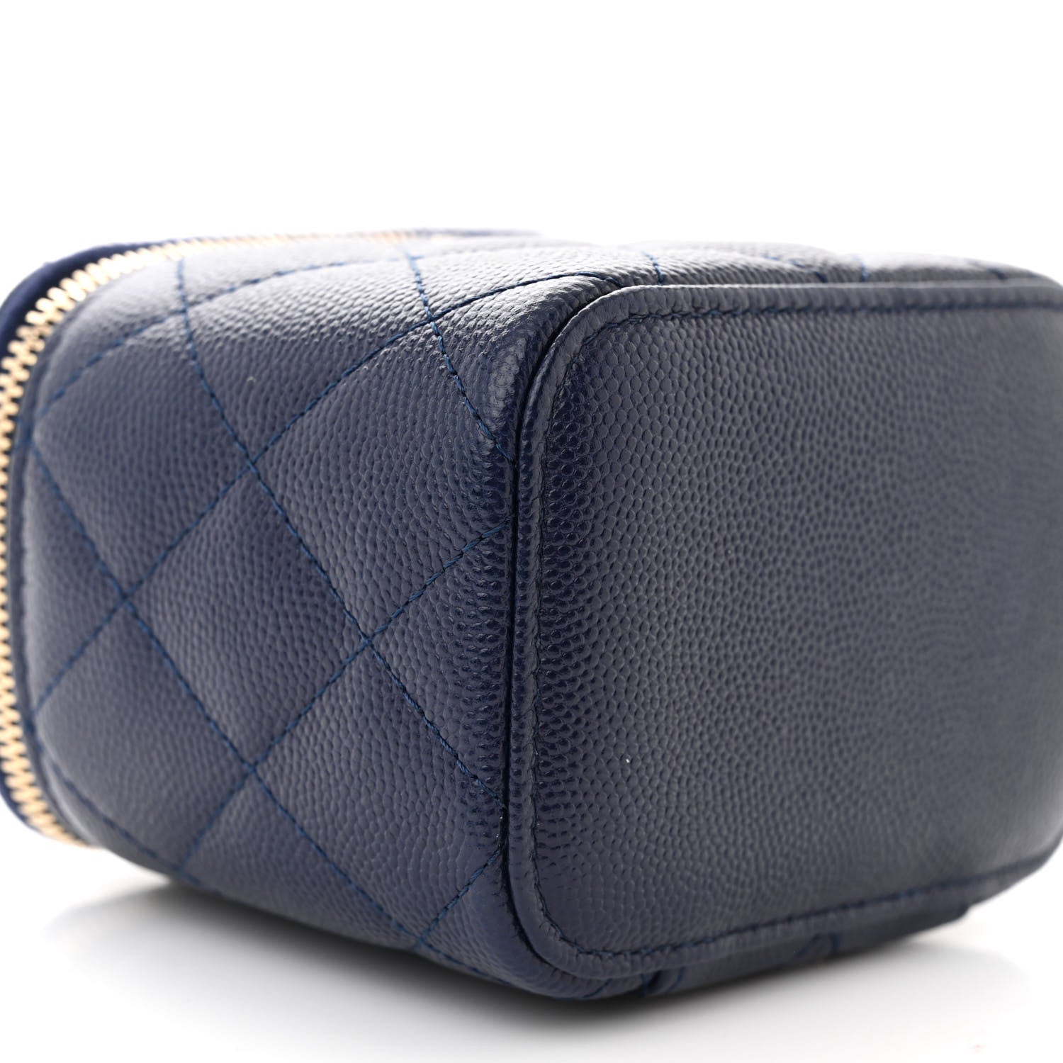 Chanel Caviar Quilted Mini Vanity Case With Chain Navy Blue 9 of 10