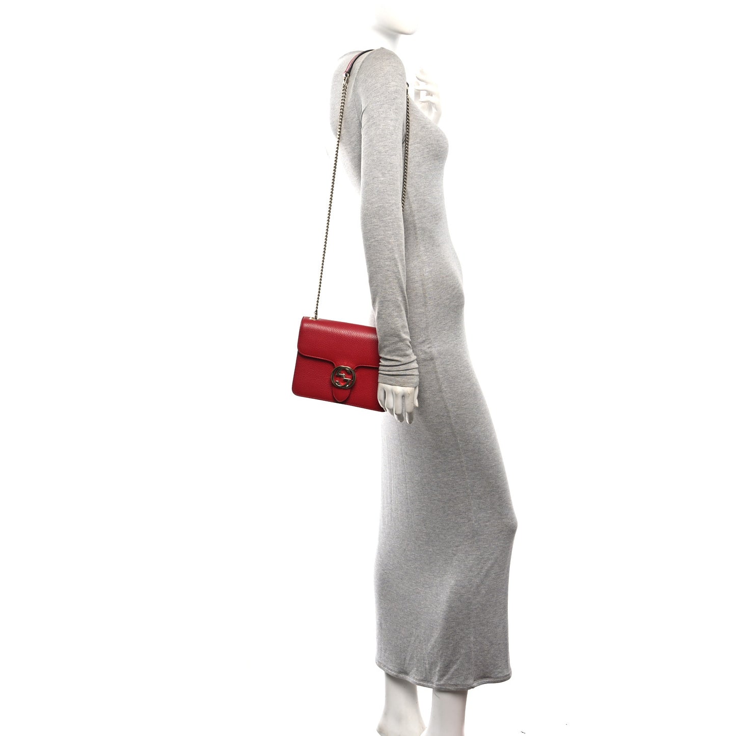 Dollar Calfskin Small Interlocking G Shoulder Bag Red