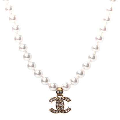 Chanel Pearl Crystal CC Short Necklace Gold 3 of 5