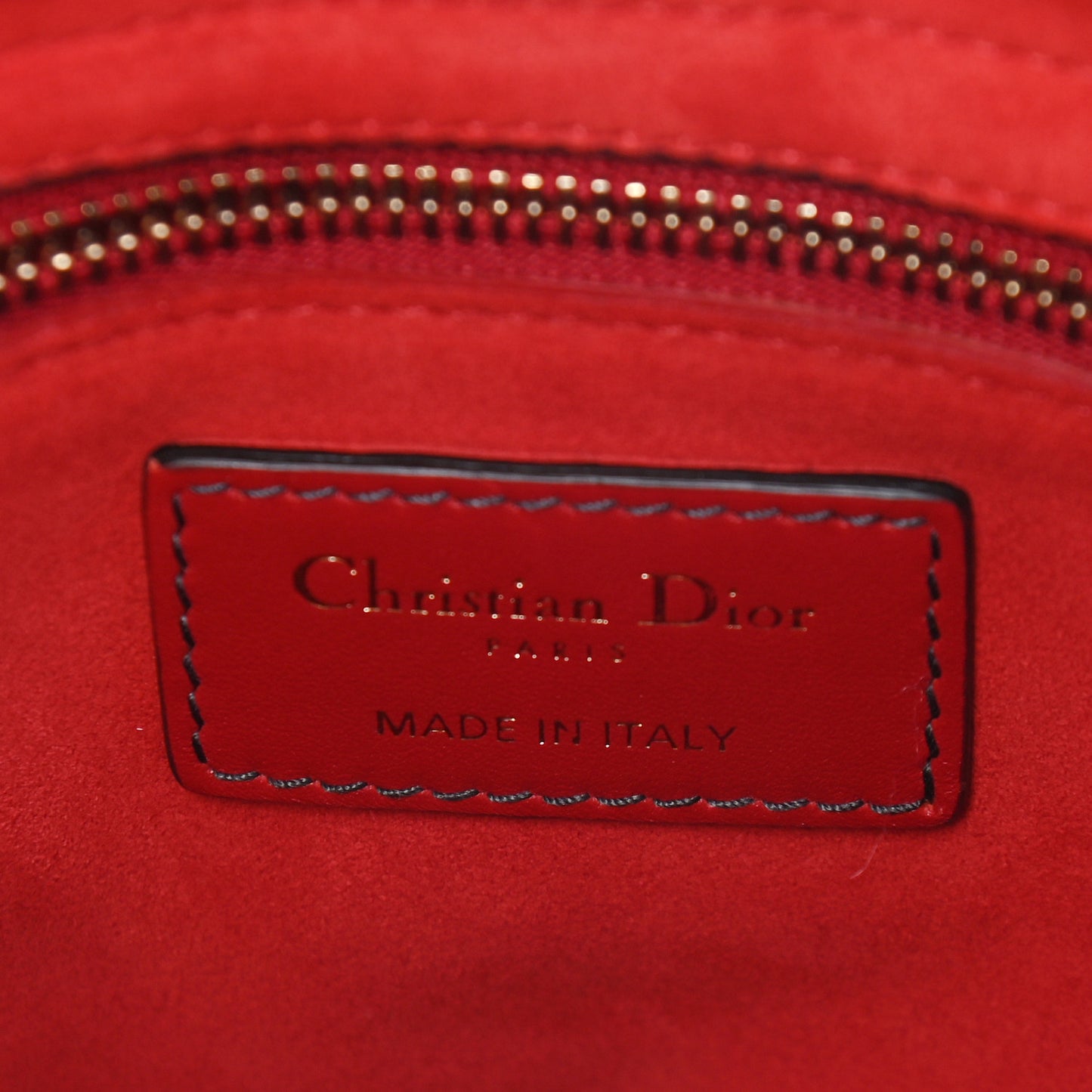 Lambskin Cannage Studded Medium Supple Lady Dior Red