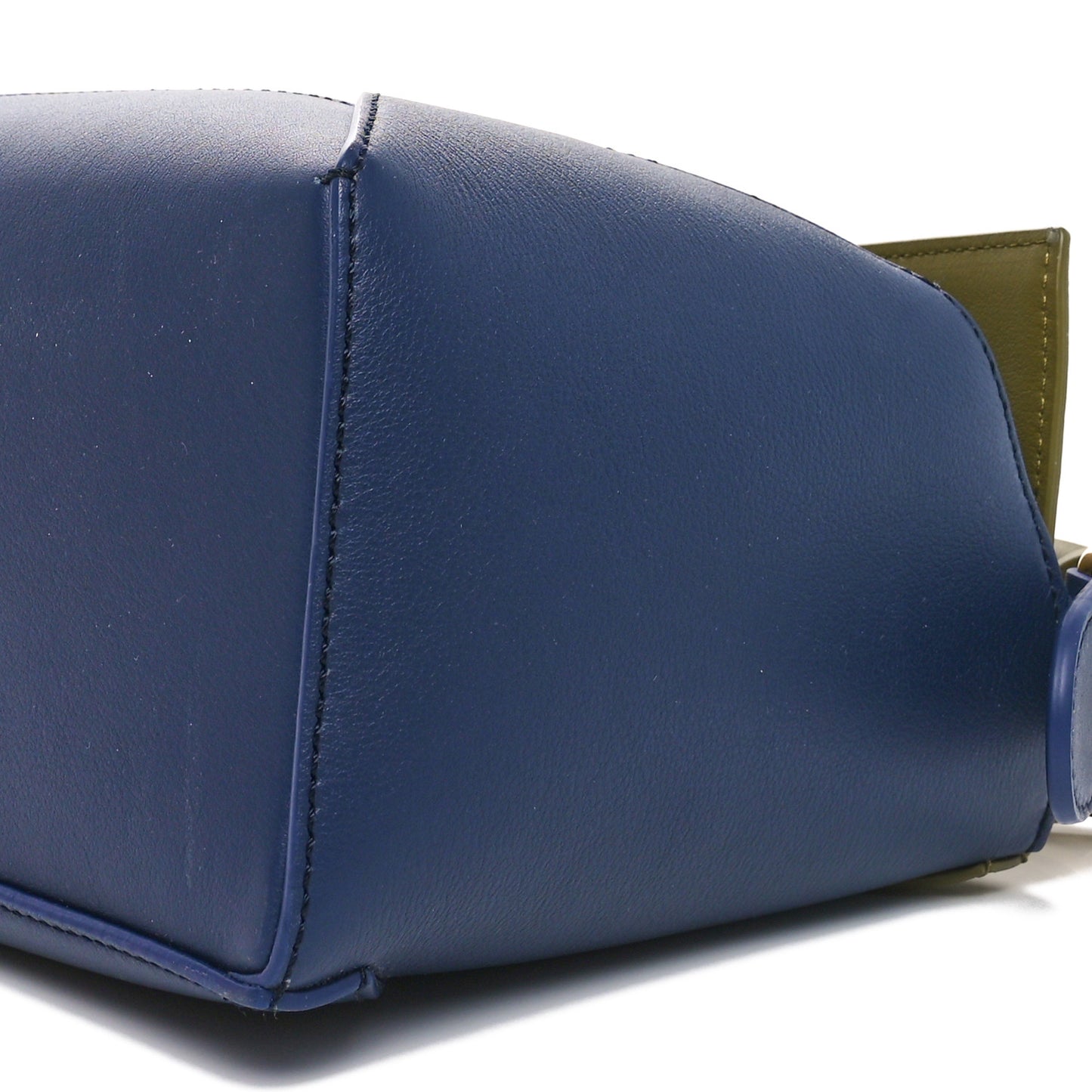 Calfskin Small Puzzle Edge Bag Olive Abyss Blue
