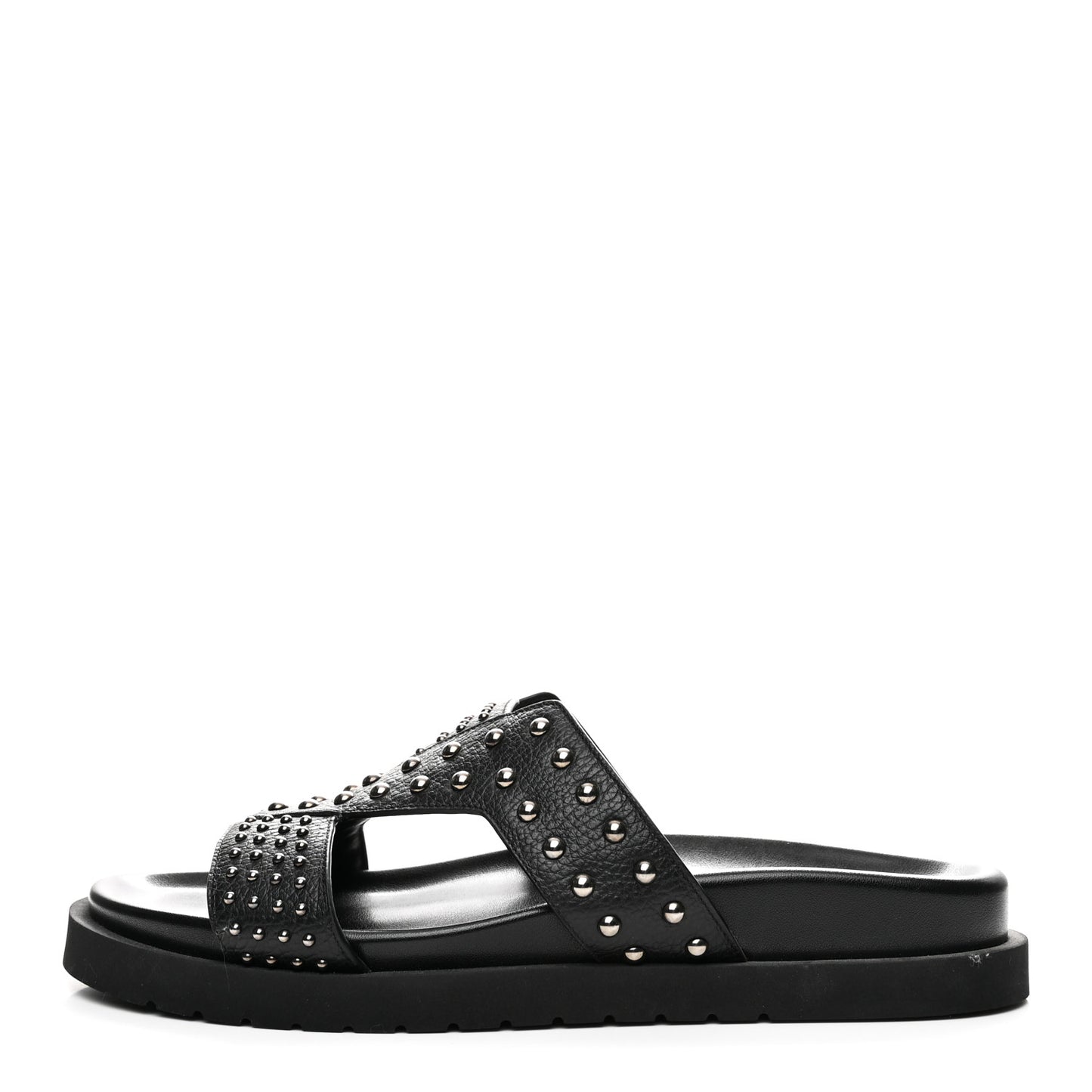 Calfskin Mens LV Studded Oasis Mules 9 Black