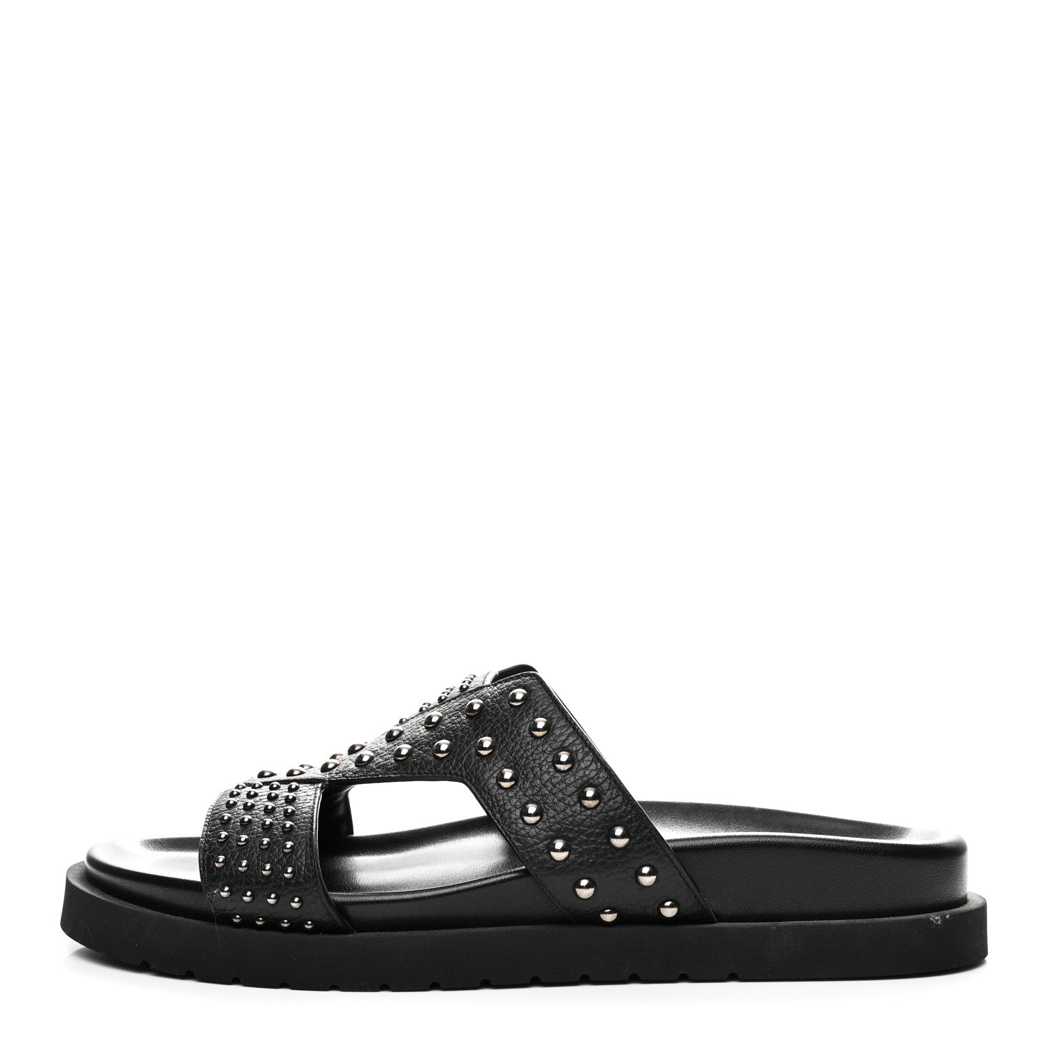 Louis Vuitton Calfskin Mens LV Studded Oasis Mules 9 Black 1 of 9