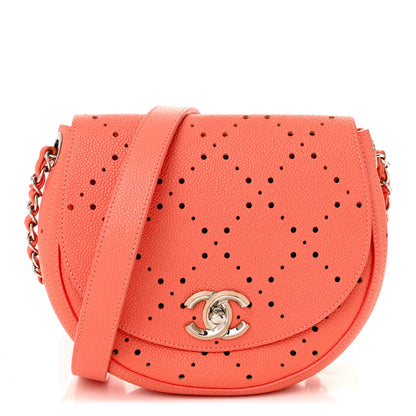 Chanel Caviar Perforated Messenger Bag Coral 1 of 11