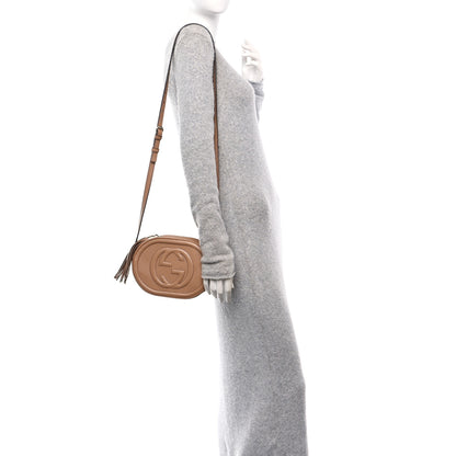 Gucci Pebbled Calfskin Oval Soho Shoulder Bag Beige Camelia 2 of 10