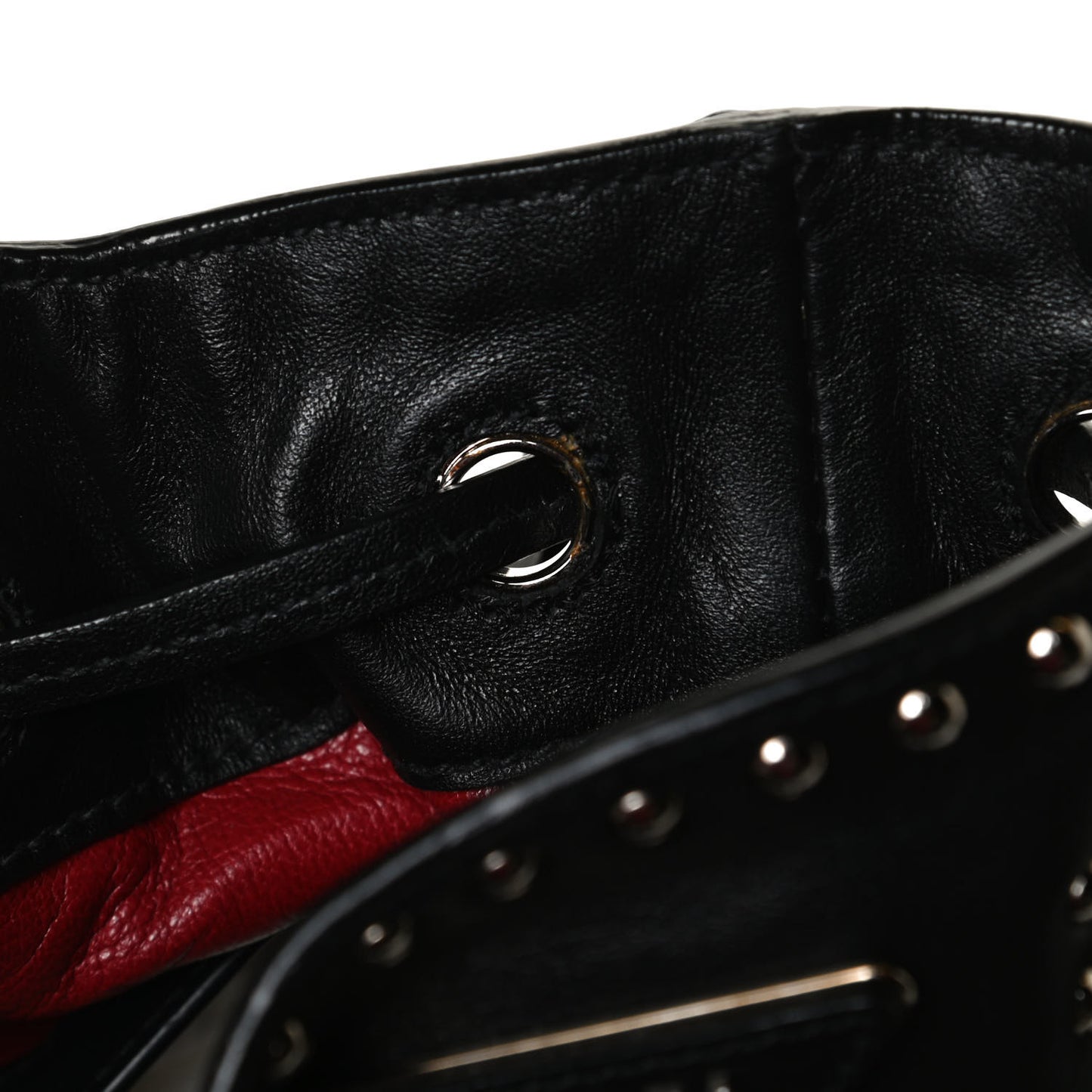Soft Calf Studded Bucket Bag Black