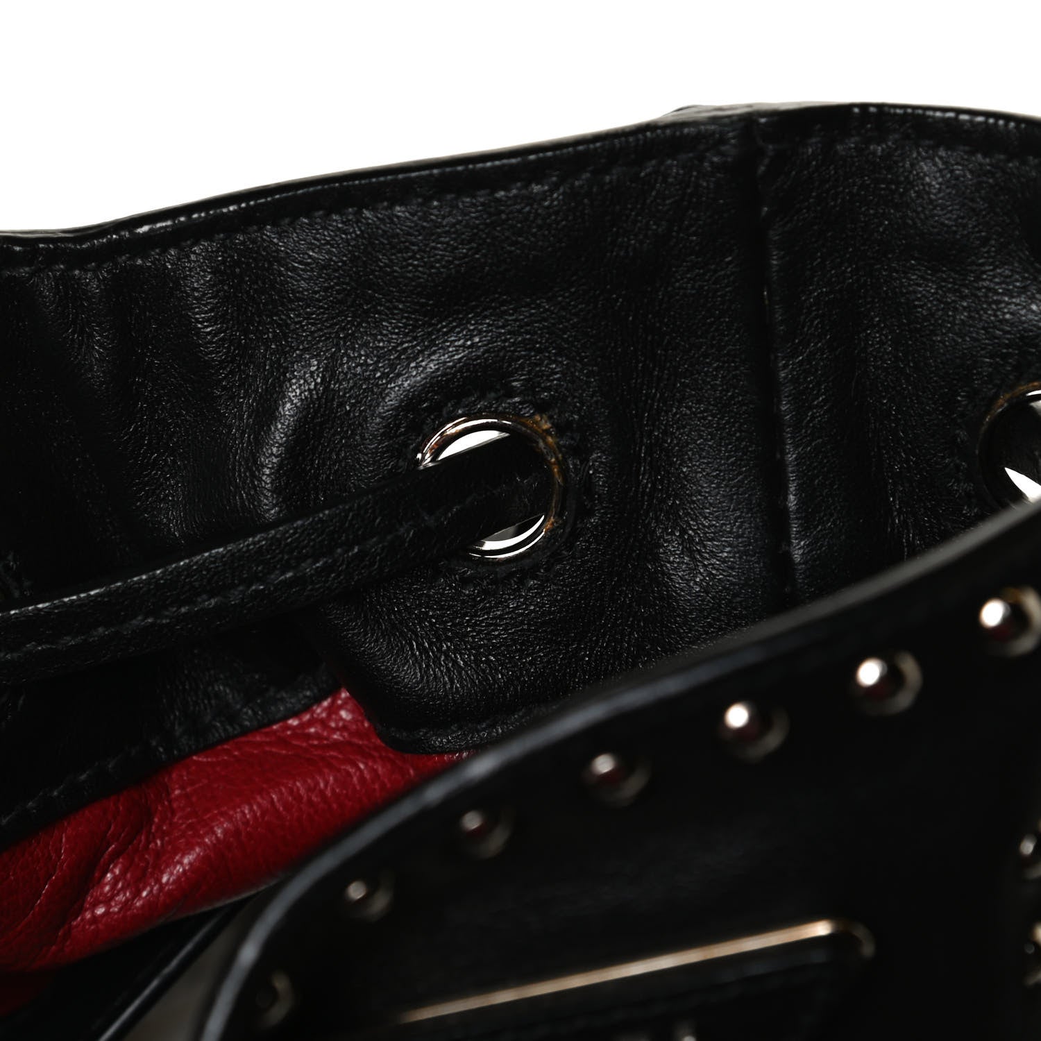 Prada Soft Calf Studded Bucket Bag Black 13 of 14
