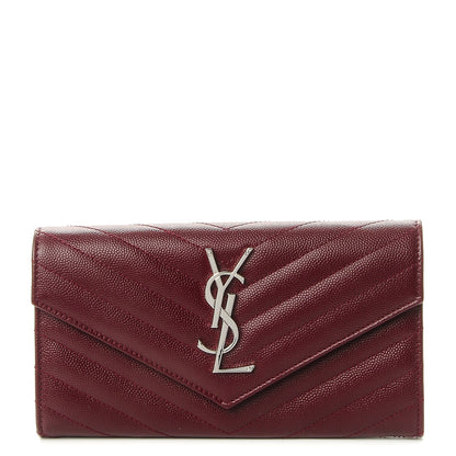 Saint Laurent Grain De Poudre Matelasse Chevron Monogram Wallet Palissandre 1 of 7