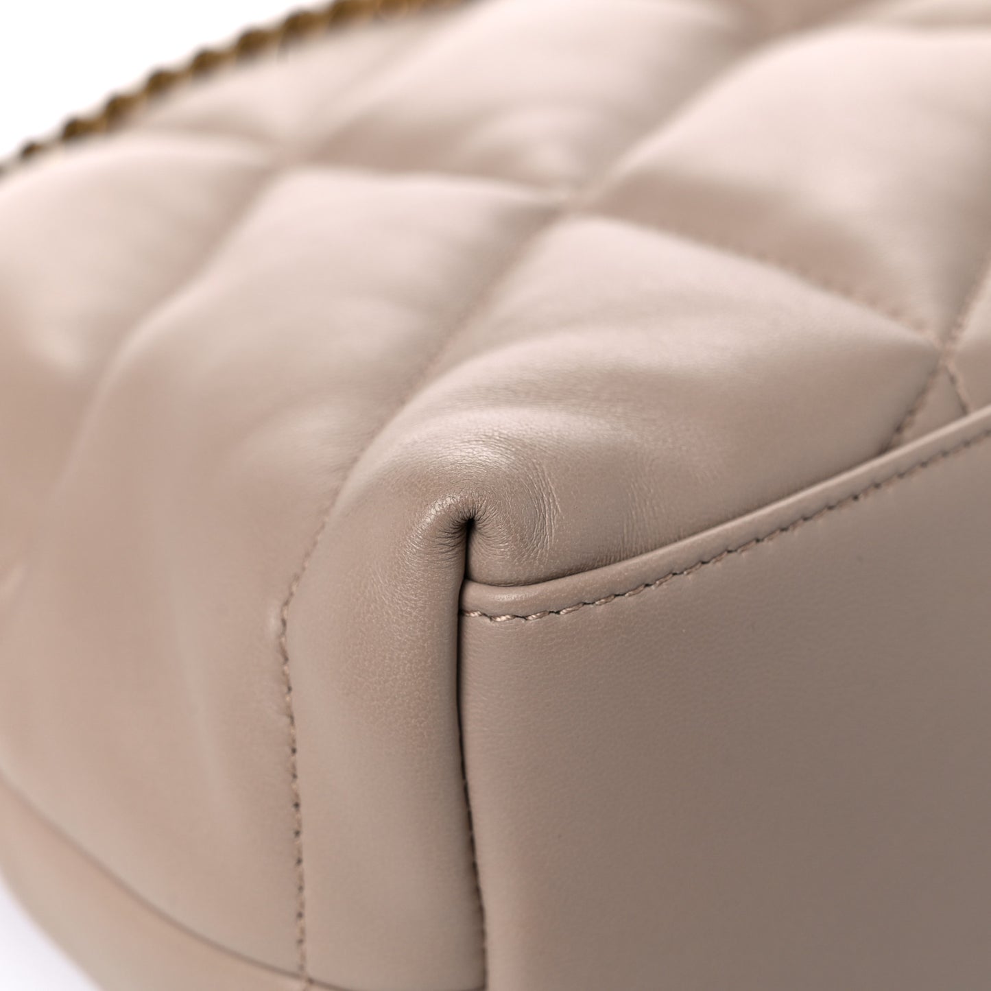 Lambskin Quilted Small Loulou Puffer Monogram Chain Satchel Dark Beige