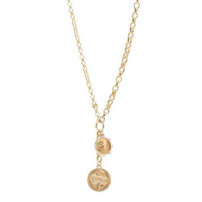 Foundrae 18K Yellow Gold Diamond Medium Wholeness Mixed Belcher Chain Charm Necklace 1 of 5
