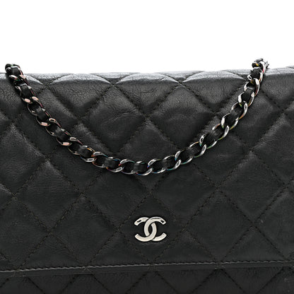 Chanel Crumpled Calfskin Quilted Wallet On Chain WOC So Black 9 of 17