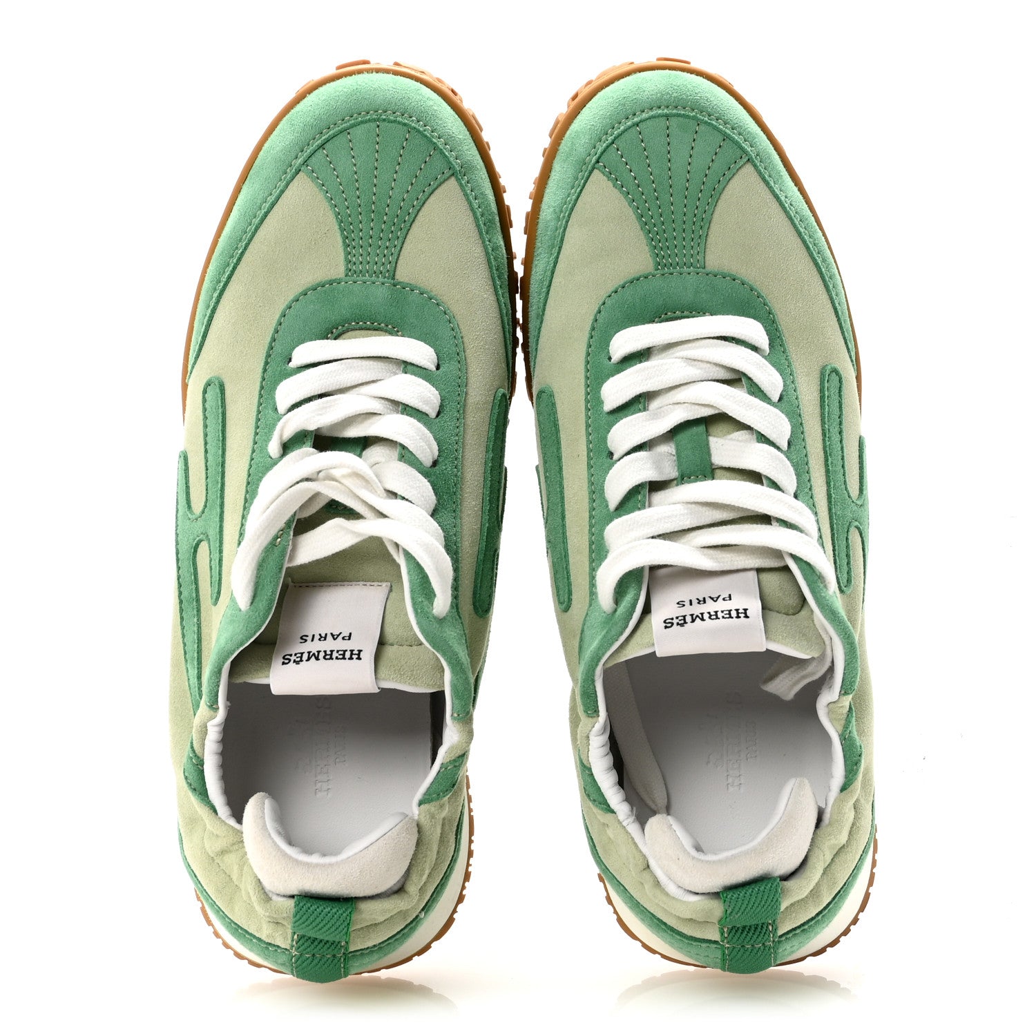 Hermes Suede Goatskin Jet Sneakers 38.5 Vert De Mer Vert Opaline