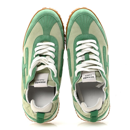 Hermes Suede Goatskin Jet Sneakers 38.5 Vert De Mer Vert Opaline 2 of 9