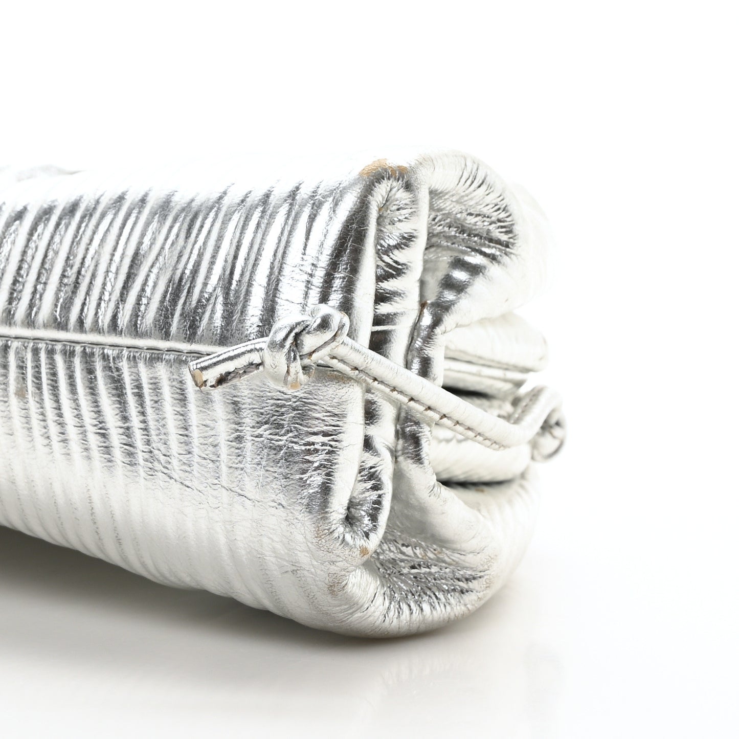 Metallic Bark Calfskin The Mini Pouch Silver