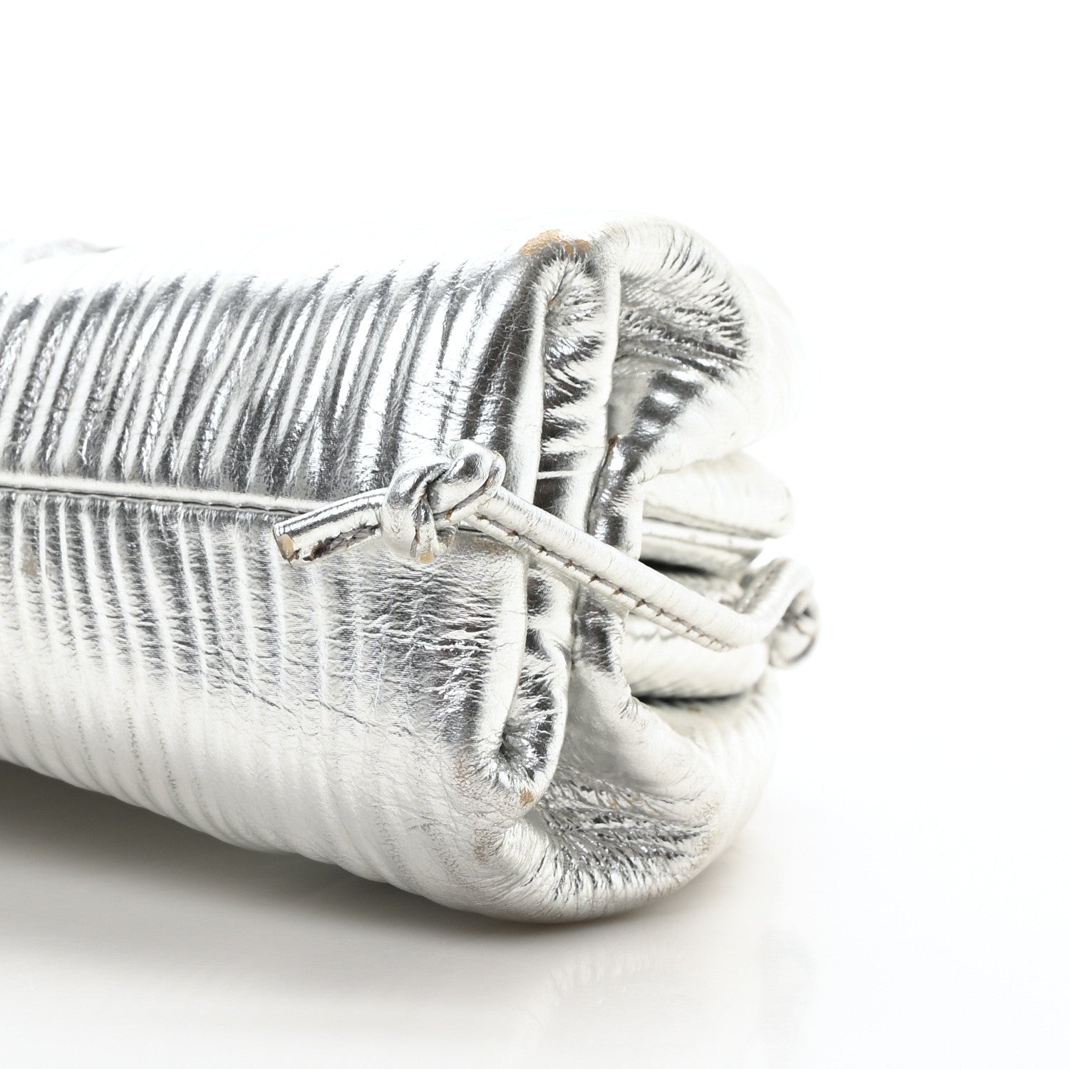 Bottega Veneta Metallic Bark Calfskin The Mini Pouch Silver 10 of 11