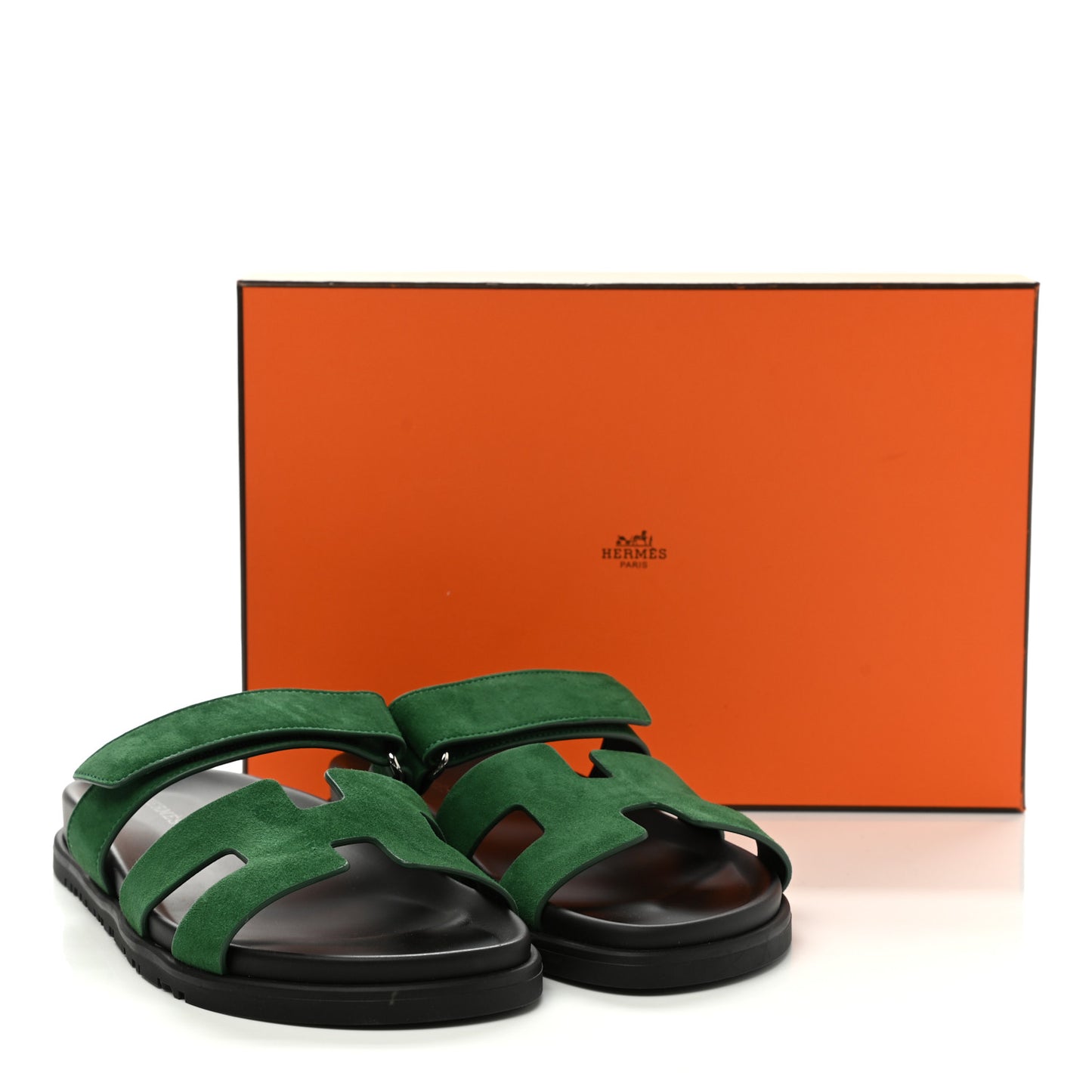 Suede Goatskin Womens Chypre Sandals 38.5 Vert Electrique