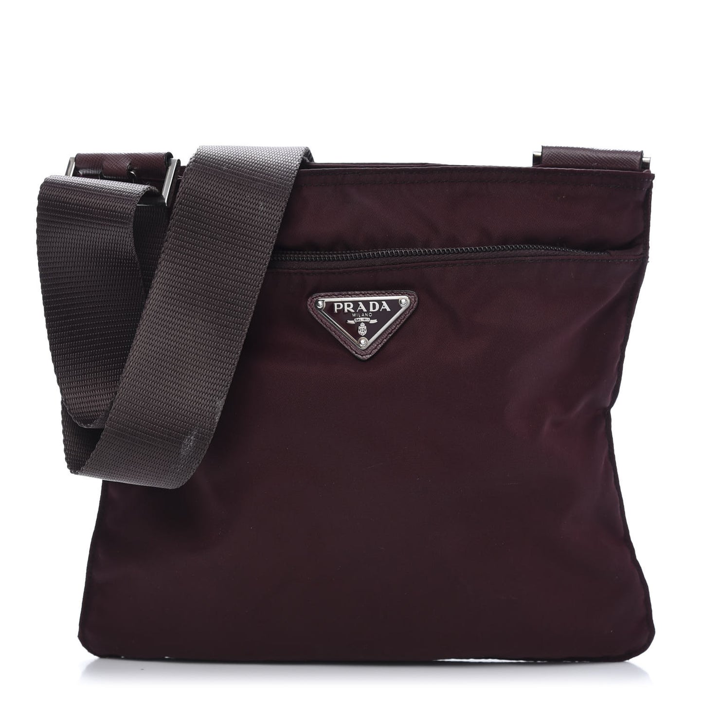 Tessuto Nylon Small Flat Messenger Bag Granato
