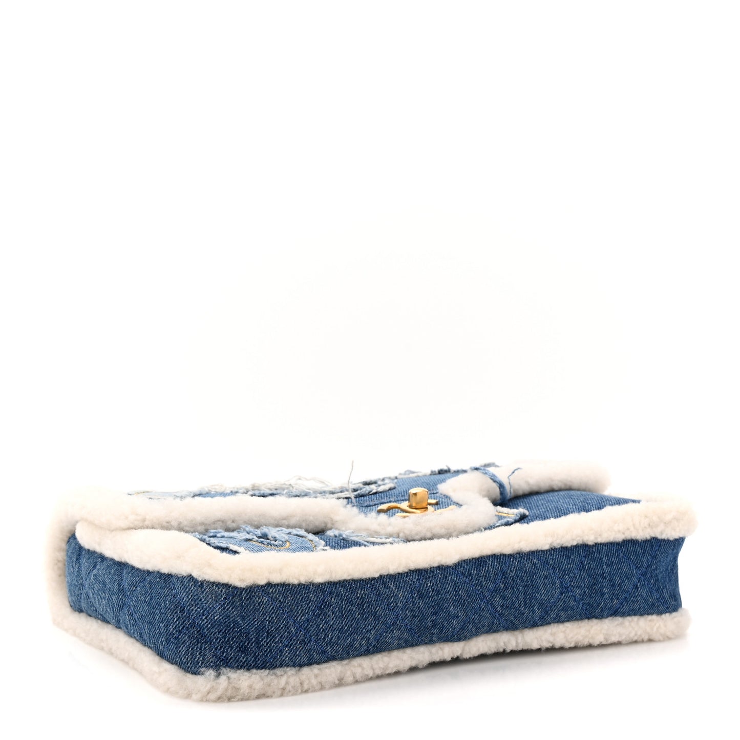 Denim Shearling Hieroglyph Flap Blue
