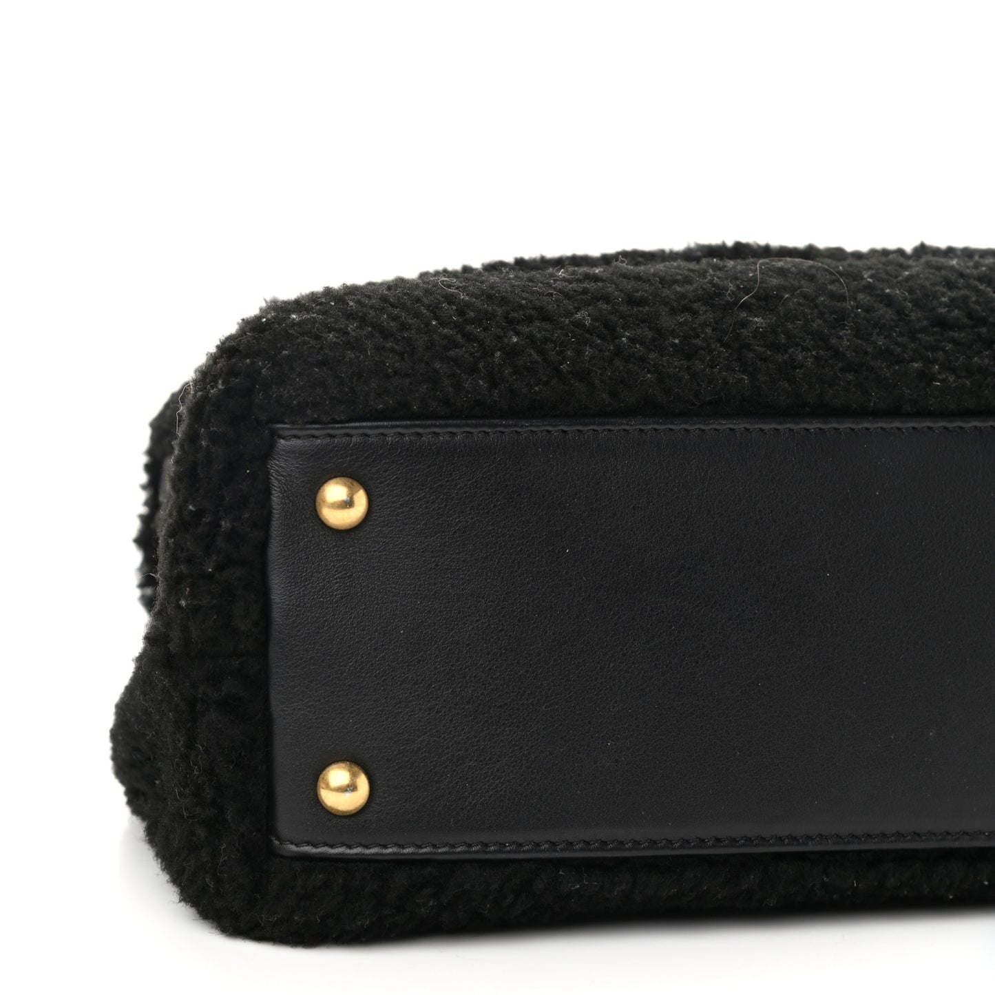 Shearling Lambskin Medium Coco Handle Flap Black
