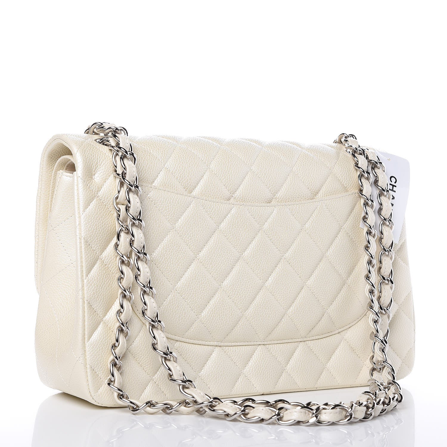 Chanel Pearly Caviar Quilted Jumbo Double Flap Dark White 3 of 10