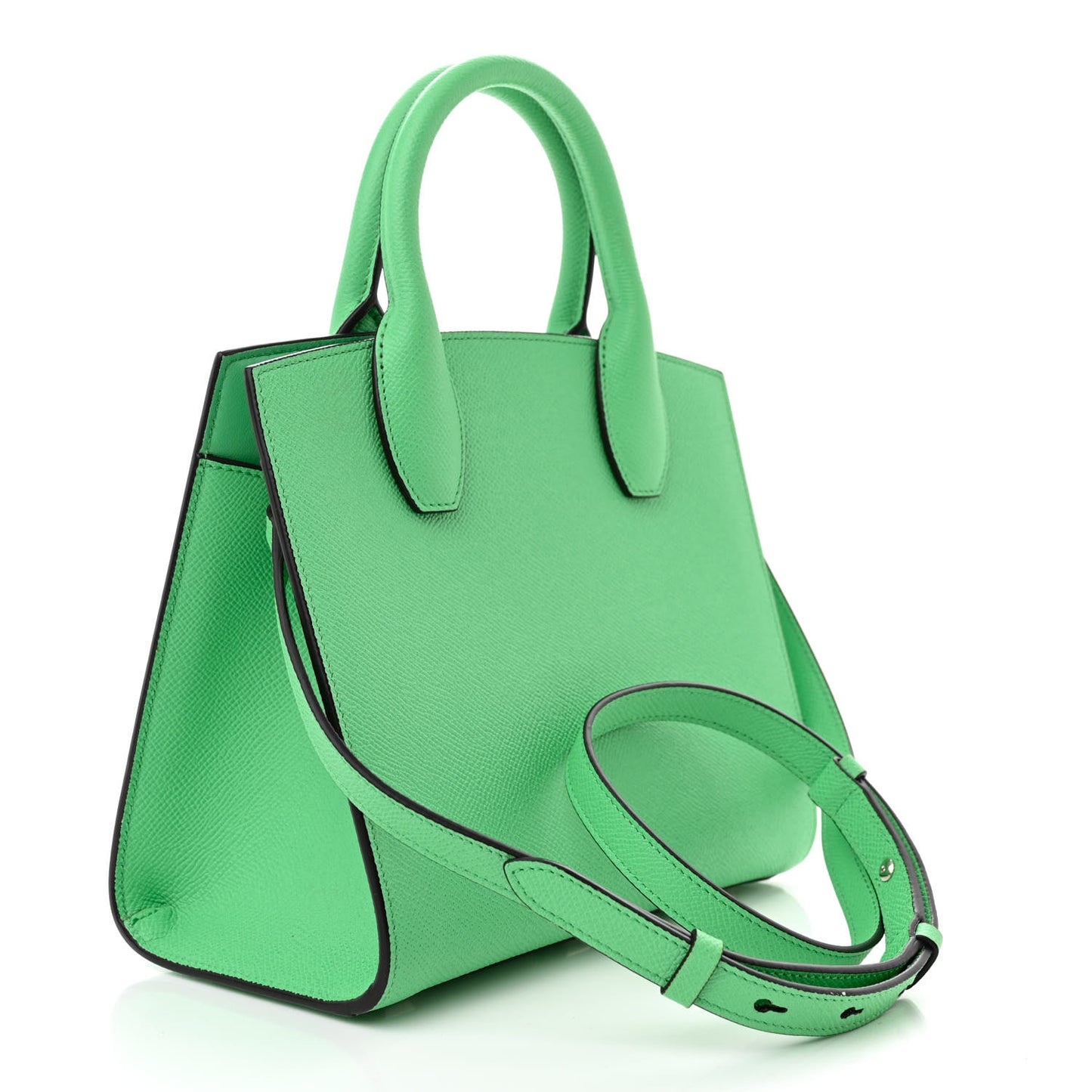 Hammered Calfskin Small The Studio Box Bag Green