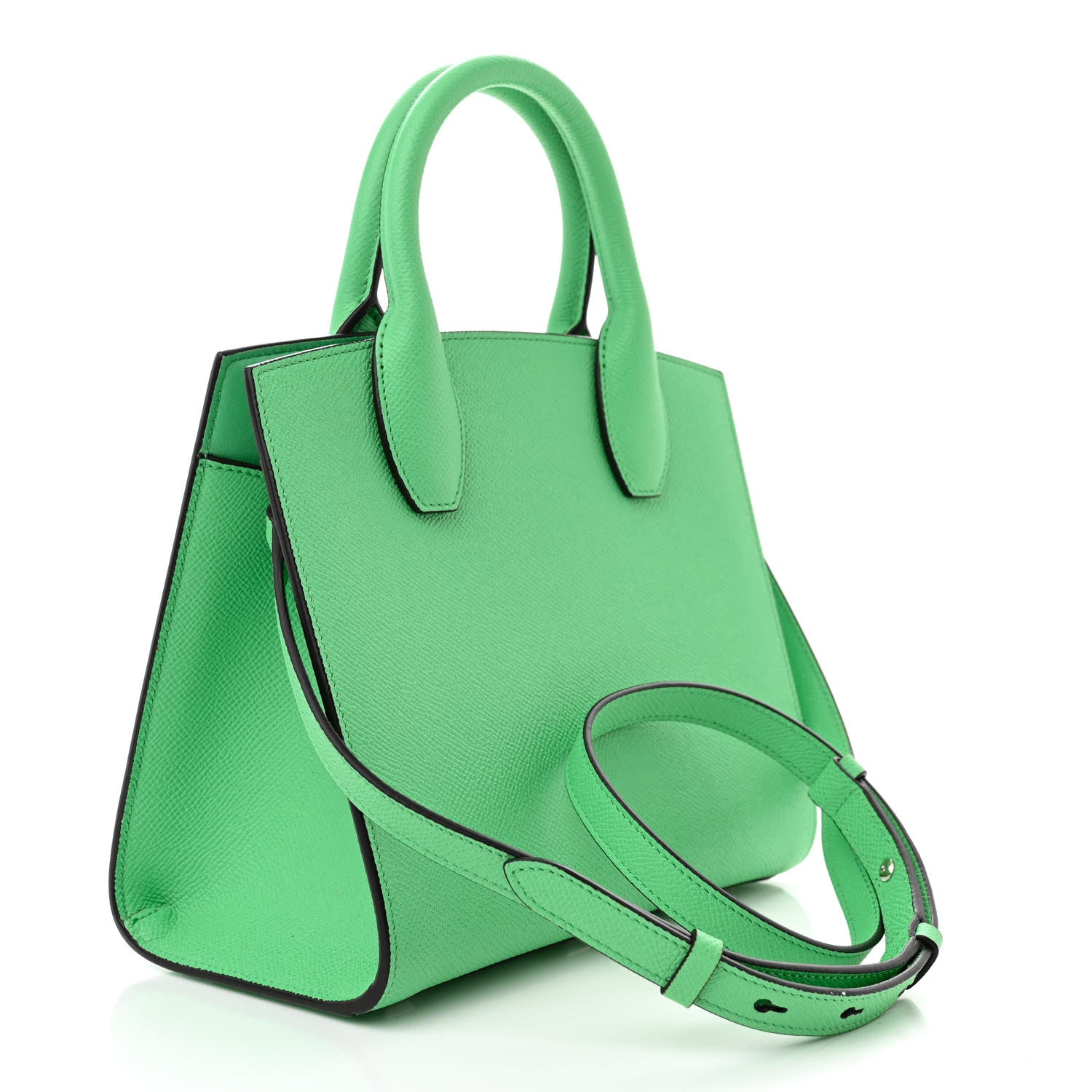 Salvatore Ferragamo Hammered Calfskin Small The Studio Box Bag Green 3 of 10