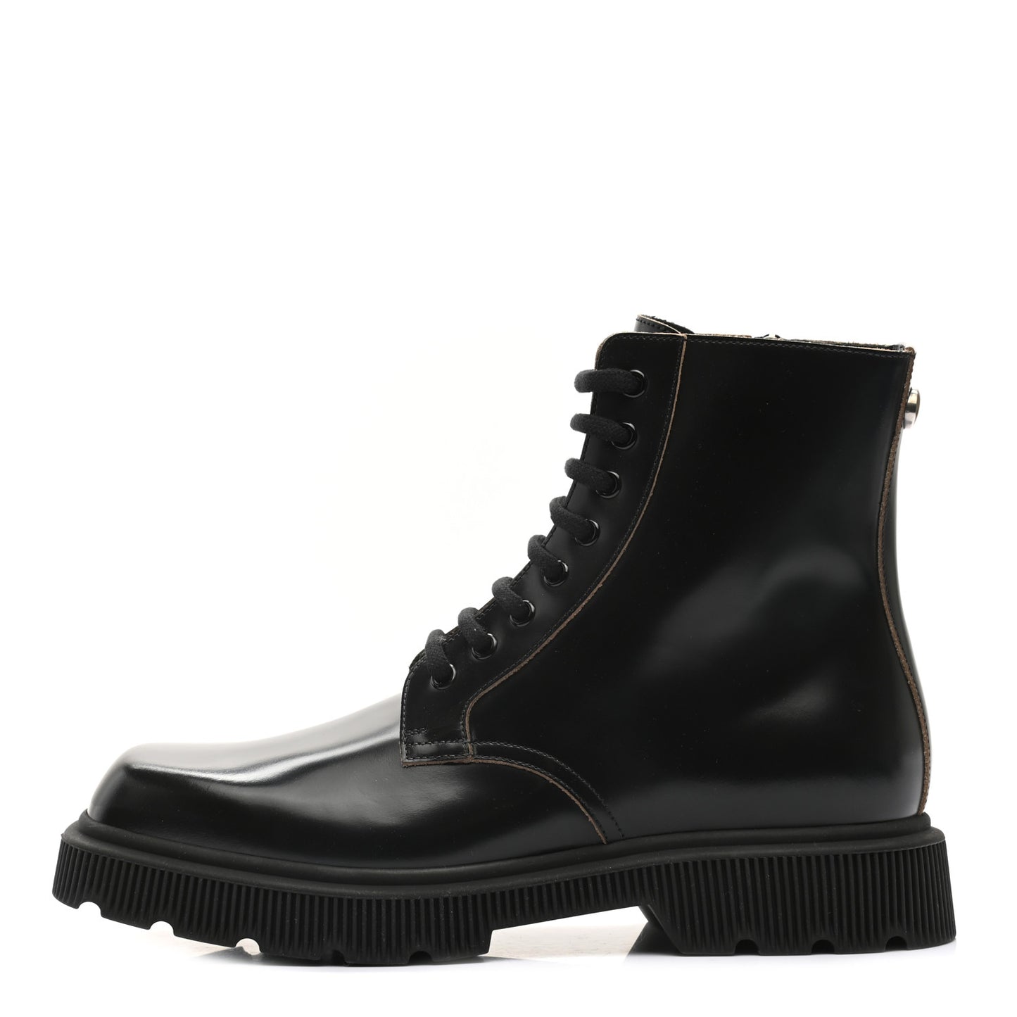 Calfskin Mens Double G Lace Up Boots 7 Black